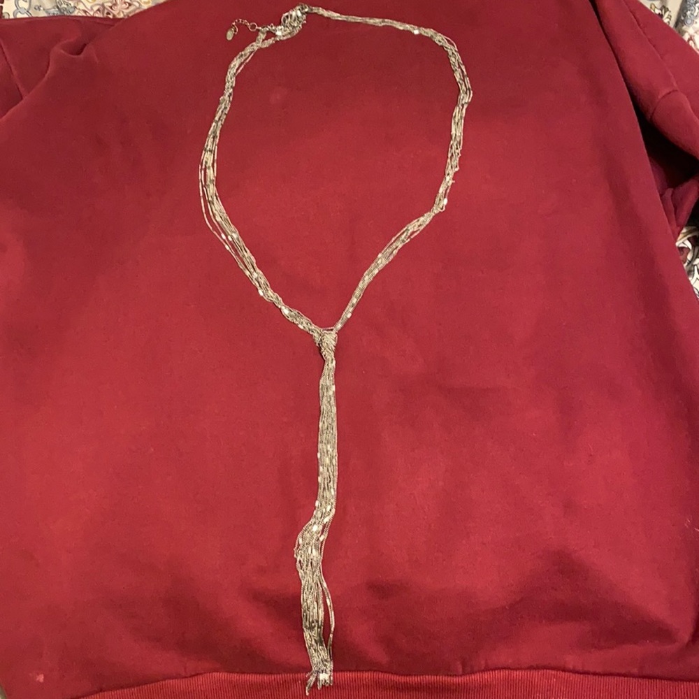 Long silver knot necklace